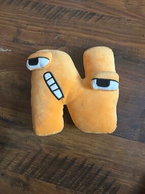 Orange Plush Letter N Pillow